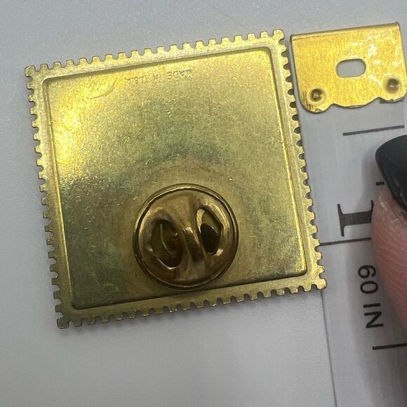 American Flag Stamp Earrings and Teddy Bear Stamp Brooch - Picture 7 of 7